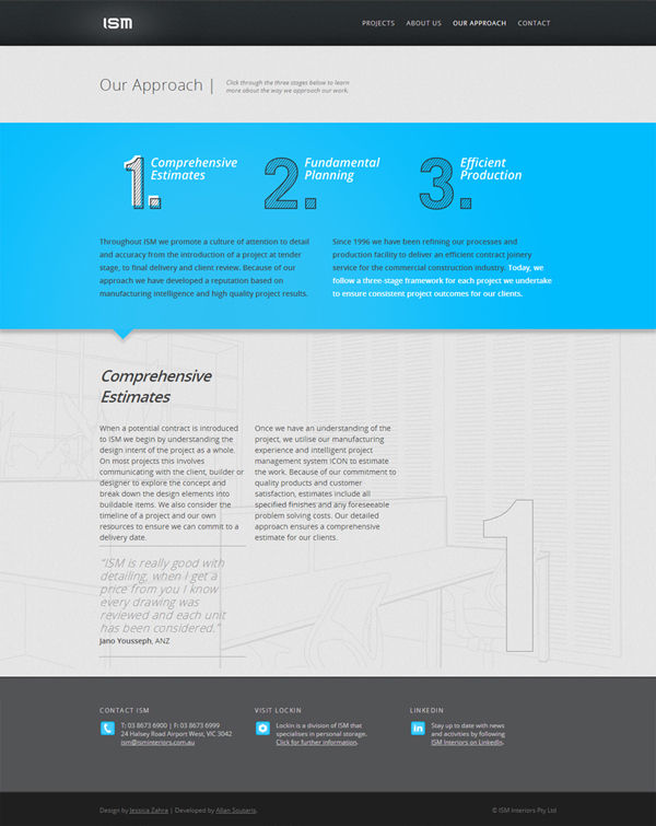 ISM Interiors process page